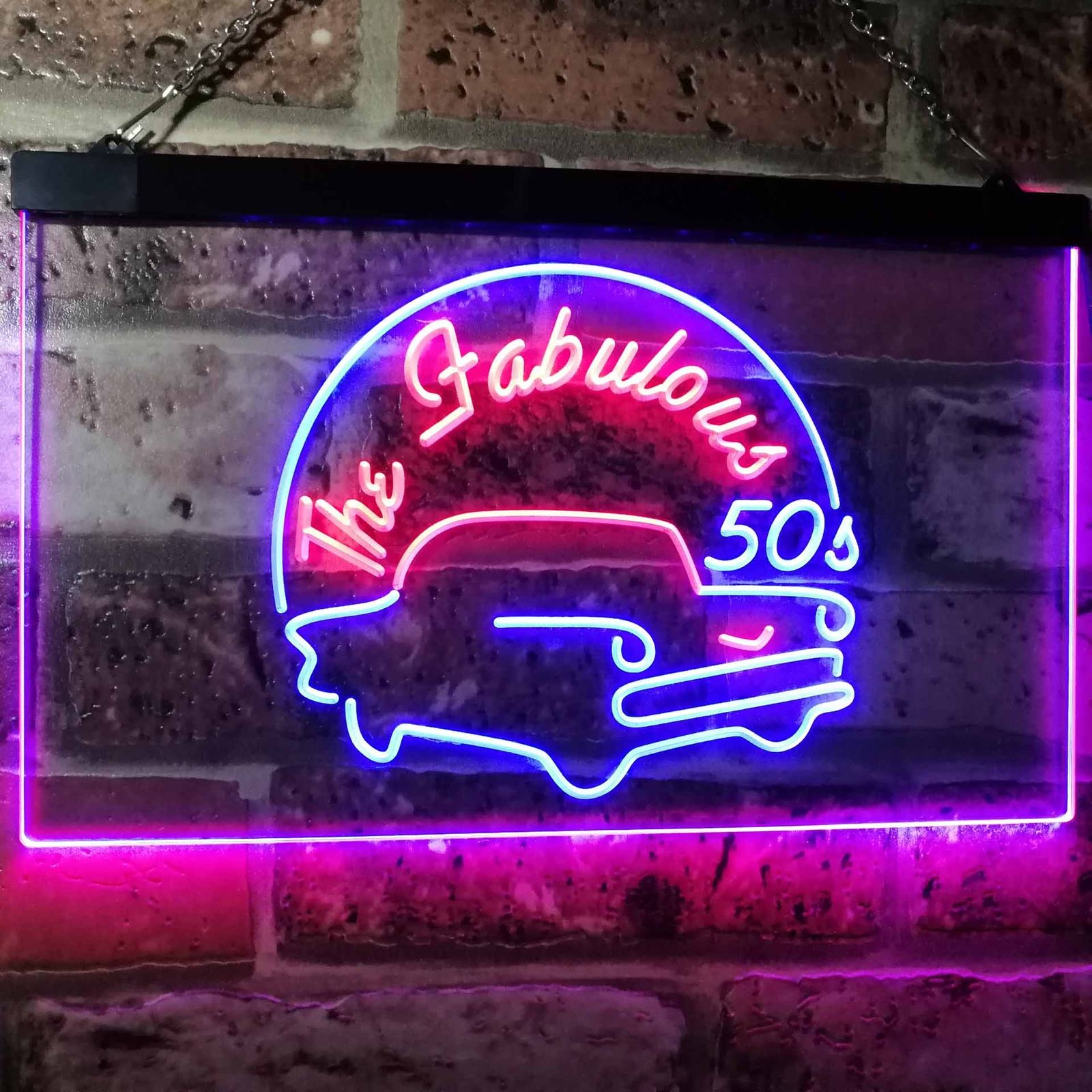 The Fabulous 50s Muscle Car Dual Color Led Neon Sign